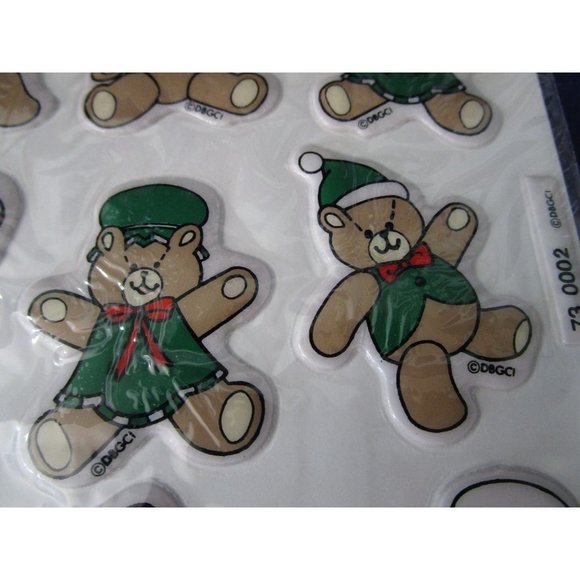 Christmas Teddy Bear Puffy Stickers Vintage 80s DBGCI EUC New Other - Picture 5 of 12